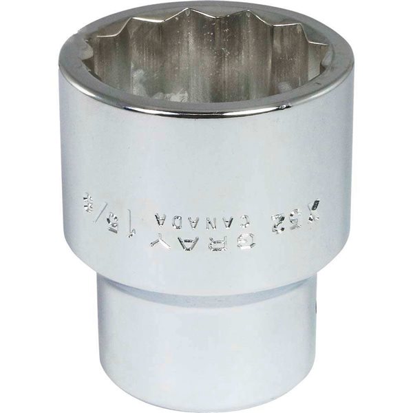 Gray Tools 1-5/8-in x 1-in Drive 12-Point Standard Chrome Finish Shallow Socket