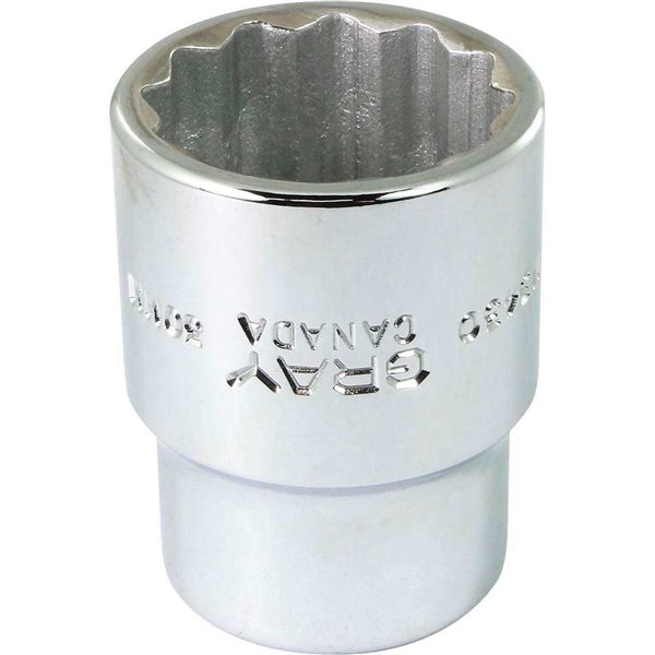 Gray Tools 30 mm x 3/4-in Drive Metric 12-Point Shallow Chrome Finish Socket