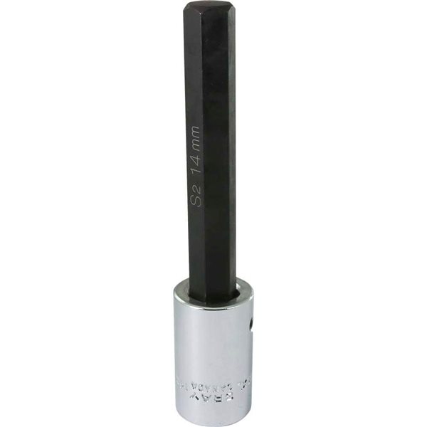 Gray Tools 14 mm x 1/2-in Drive Extra Long Hex Head Metric Chrome Finish Shallow Socket