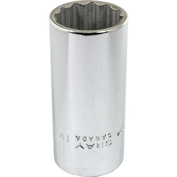 Gray Tools 1-1/16-in x 1/2-in Drive Standard 12-Point Deep Chrome Finish Socket