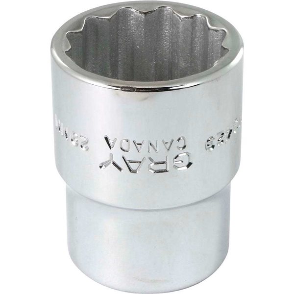 Gray Tools 29 mm x 3/4-in Drive Metric 12-Point Shallow Chrome Finish Socket