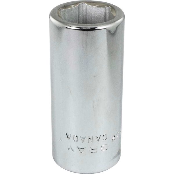 Gray Tools 1-in x 3/4-in Drive Standard 6-Point Deep Chrome Finish Socket
