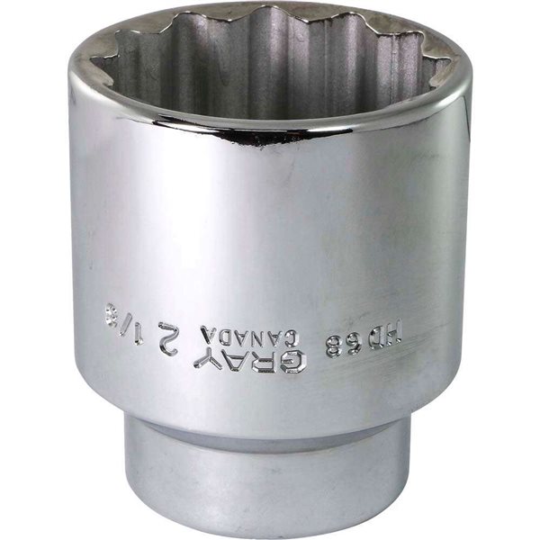 Gray Tools 2-1/8-in x 3/4-in Drive 12-Point Standard Shallow Chrome Finish Socket