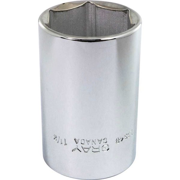 Gray Tools 1-1/2-in x 1/2-in Drive Standard 6-Point Deep Chrome Finish Socket