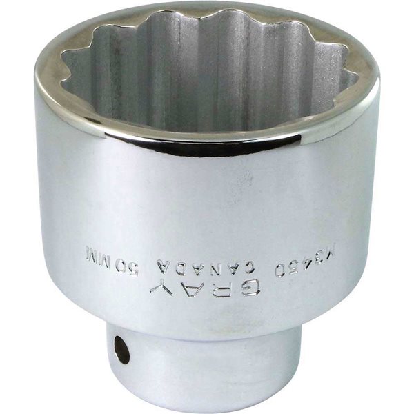 Gray Tools 50 mm x 3/4-in Drive Metric 12-Point Shallow Chrome Finish Socket