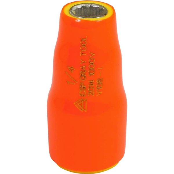 Gray Tools 1/4-in x 1/4-in Drive 12-Point Standard Matte Shallow Socket - 1000 V Insulated