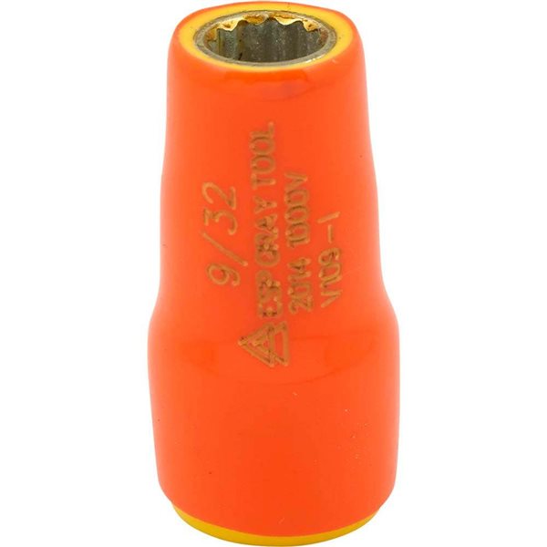 Gray Tools 9/32-in x 1/4-in Drive 12-Point Standard Matte Shallow Socket - 1000 V Insulated
