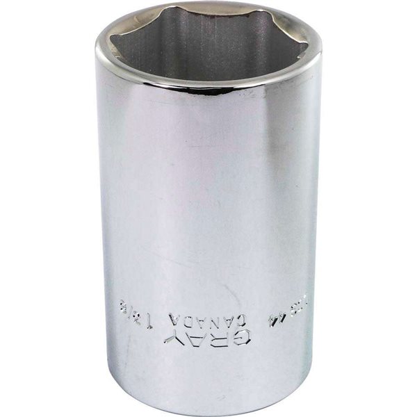 Gray Tools 1-3/8-in x 1/2-in Drive Standard 6-Point Deep Chrome Finish Socket