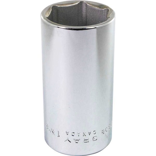 Gray Tools 1-3/16-in x 1/2-in Drive Standard 6-Point Deep Chrome Finish Socket