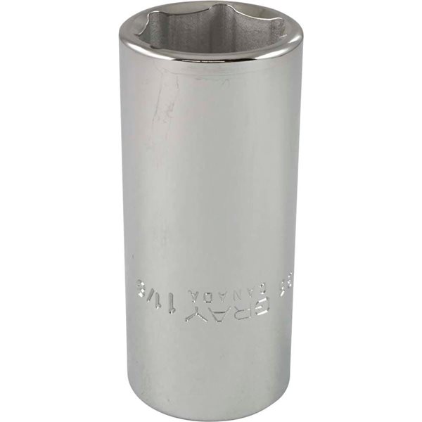 Gray Tools 1-1/8-in x 3/4-in Drive Standard 6-Point Deep Chrome Finish Socket