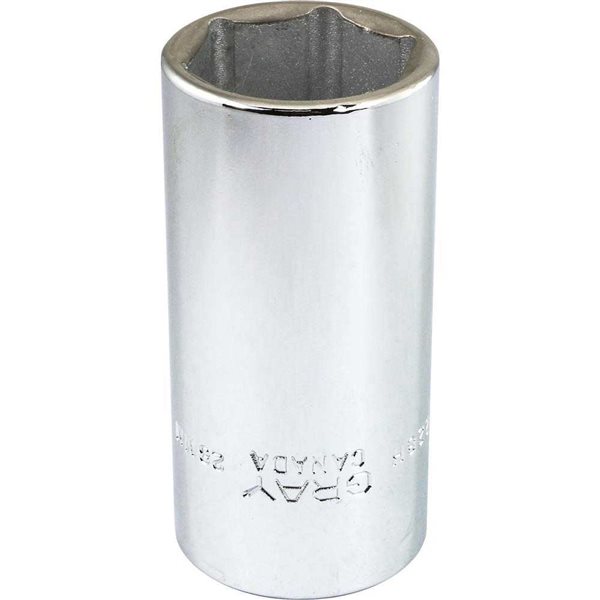 Gray Tools 28 mm x 1/2-in Drive Metric 6-Point Deep Chrome Finish Socket