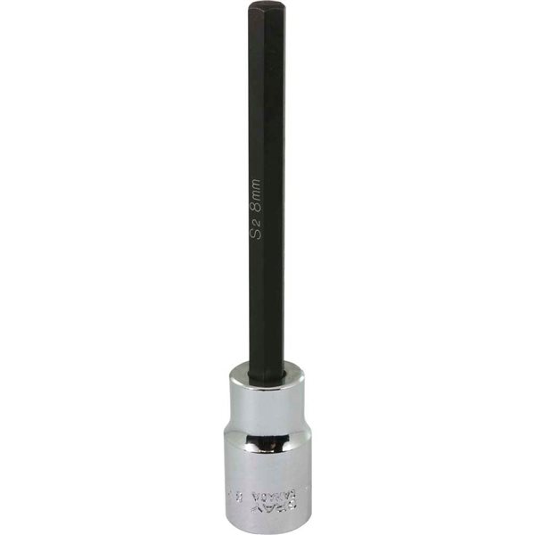 Gray Tools 8 mm x 1/2-in Drive Extra Long Hex Head Metric Chrome Finish Shallow Socket