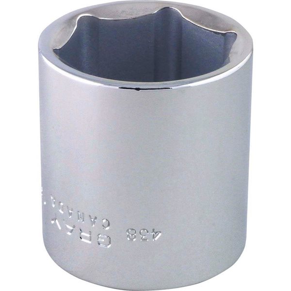 Gray Tools 1-3/8-in x 1/2-in Drive 6-Point Standard Shallow Chrome Finish Socket
