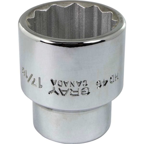Gray Tools 1-7/16-in x 3/4-in Drive 12-Point Standard Shallow Chrome Finish Socket