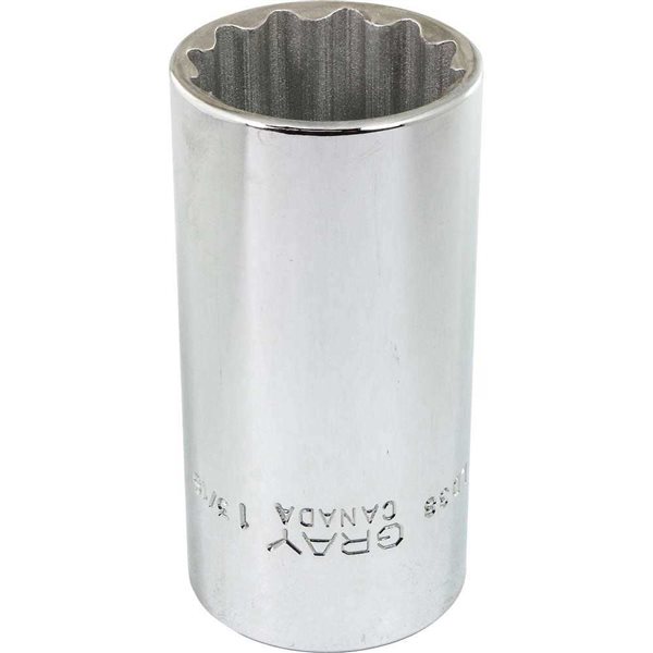 Gray Tools 1-3/16-in x 1/2-in Drive Standard 12-Point Deep Chrome Finish Socket