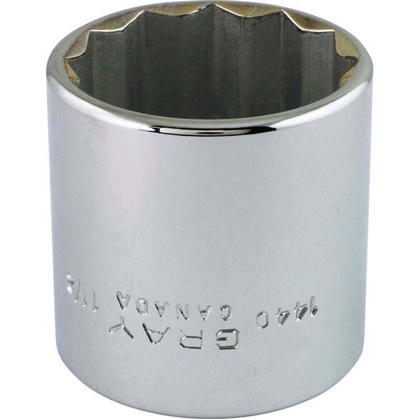 Gray Tools Socket 1-1/2-in x 1/2-in Drive 12-Point Standard Shallow Chrome Finish Socket