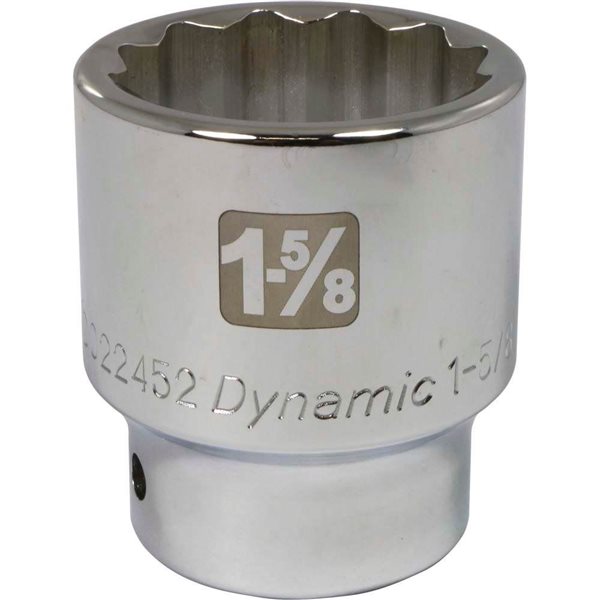 Dynamic Tools 3/4-in Drive 12-Point SAE 1-5/8-in Shallow Chrome Finish Socket