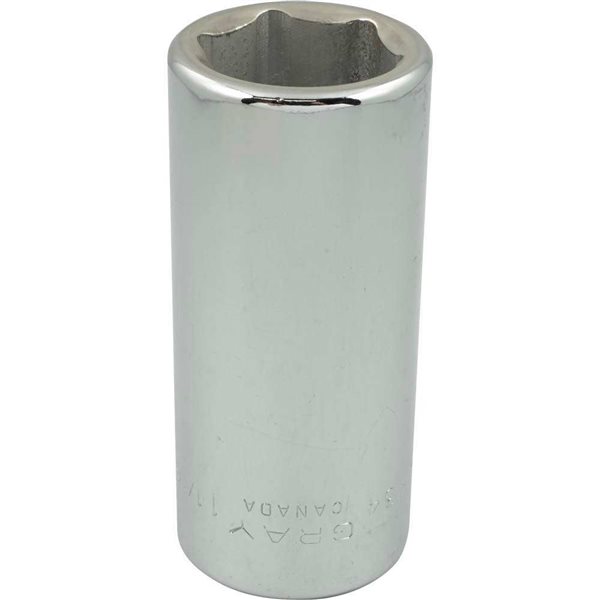 Gray Tools 1-1/16-in x 3/4-in Drive Standard 6-Point Deep Chrome Finish Socket