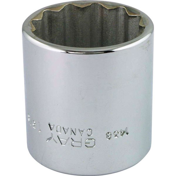 Gray Tools Socket 1-3/8 x 1/2-in Drive 12-Point Standard Shallow Chrome Finish Socket