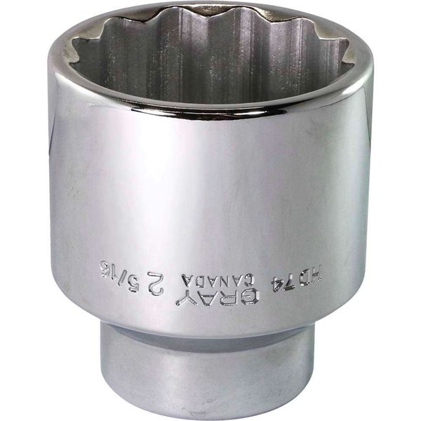 Gray Tools 2-5/16-in x 3/4-in Drive 12-Point Standard Shallow Chrome Finish Socket