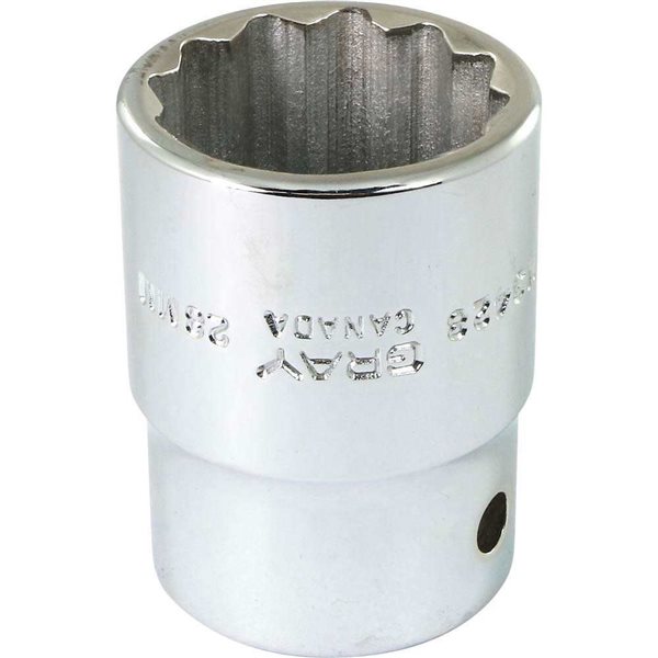 Gray Tools 28 mm x 3/4-in Drive Metric 12-Point Shallow Chrome Finish Socket