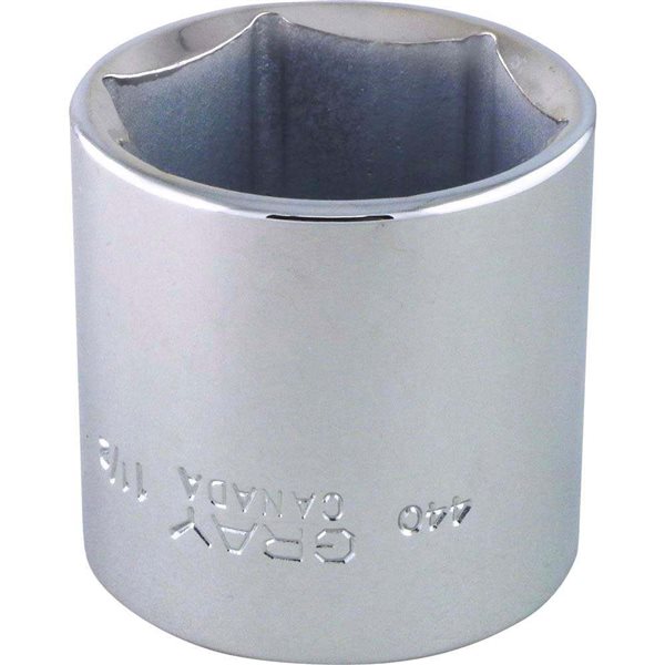 Gray Tools 1-1/2-in x 1/2-in Drive 6-Point Standard Shallow Chrome Finish Socket