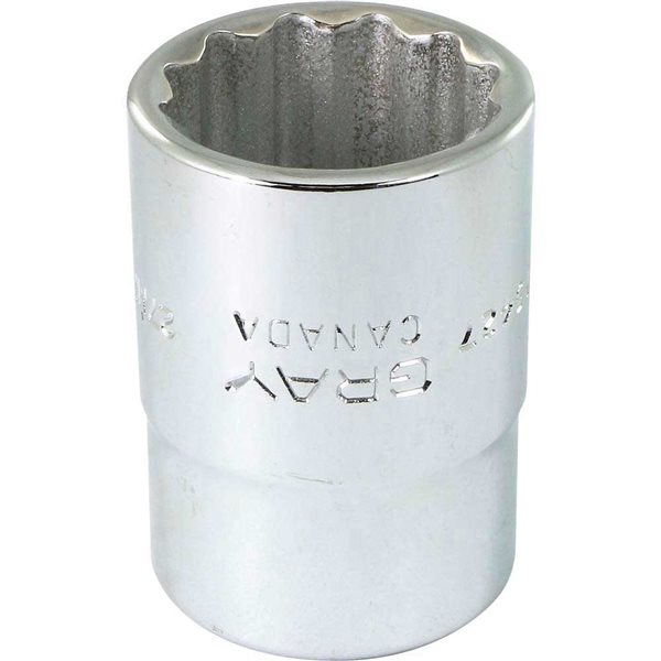Gray Tools 27 mm x 3/4-in Drive Metric 12-Point Shallow Chrome Finish Socket