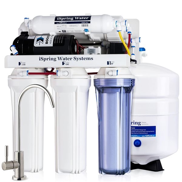 iSpring RCC7P 284 LPD Reverse Osmosis System w/ Pump WQA Certified 5-Stage Boosted Performance