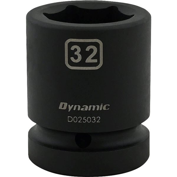 Dynamic Tools 32 mm X 1-in Drive Metric 6-Point Shallow Impact Socket
