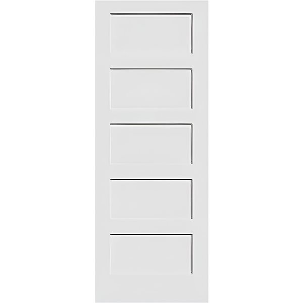Garson 5-Panel Slab Door Shaker Style Primed 34-in x 80-in x 1 3/8-in - White