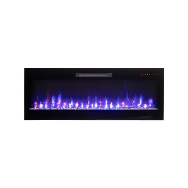Amantii Evolution Linear 153 L x 20-in W Black LED Heater Wall Mount Electric Fireplace w/ Remote and 3 Settings
