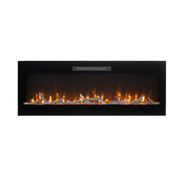 Amantii Evolution Linear 127 L x 20-in W Black LED Heater Wall Mount Electric Fireplace w/ Remote and 3 Settings