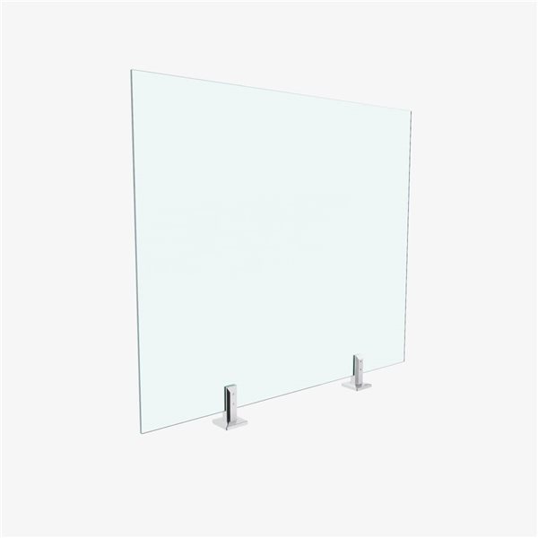 DIY Wholesale Glass Railings 4 W x 4 L x 3.5-ft H Brushed Steel Two Top Mount Spigots w/ 12-mm Glass Panel