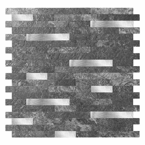 Murella Metal Dark Grey and Silver 11.5 L x 11.7-in W Metallic Peel and Stick Backsplash Tile