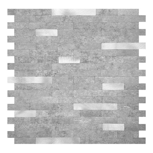Murella Metal Marble Grey and Silver 11.5 L x 11.7-in W Metallic Peel and Stick Backsplash Tile