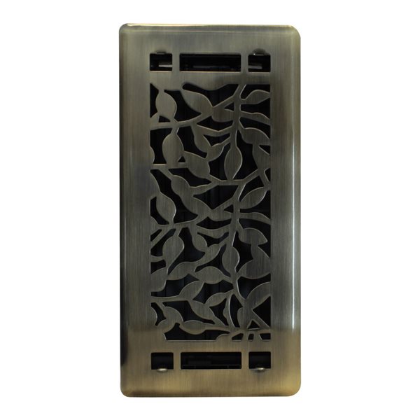 Floor Choice 4 x 10-in Desi Steel Floor Register - Vintage Brass