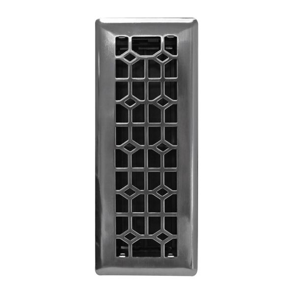 Floor Choice 3 x 10-in Marquis Bevel Edge Steel Floor Register - Brushed Steel