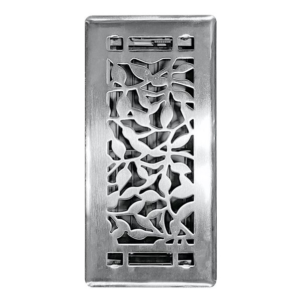 Floor Choice 4 x 10-in Desi Steel Floor Register - Brushed Steel