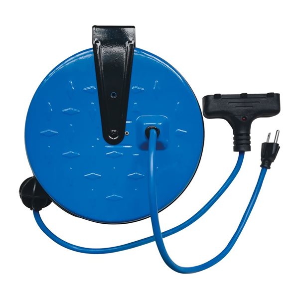 FlexiCord 30-ft Indoor SJTW 16/3 GFI Extension Cord in Retail Metal Reel - Blue