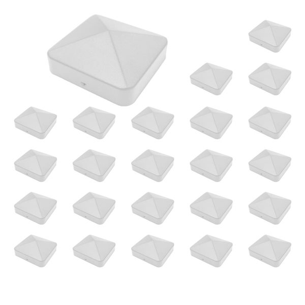 Nuvo Iron 4-in x 4-in USA White Eazy-Cap Steel Pyramid Post Cap - 24/Pkg