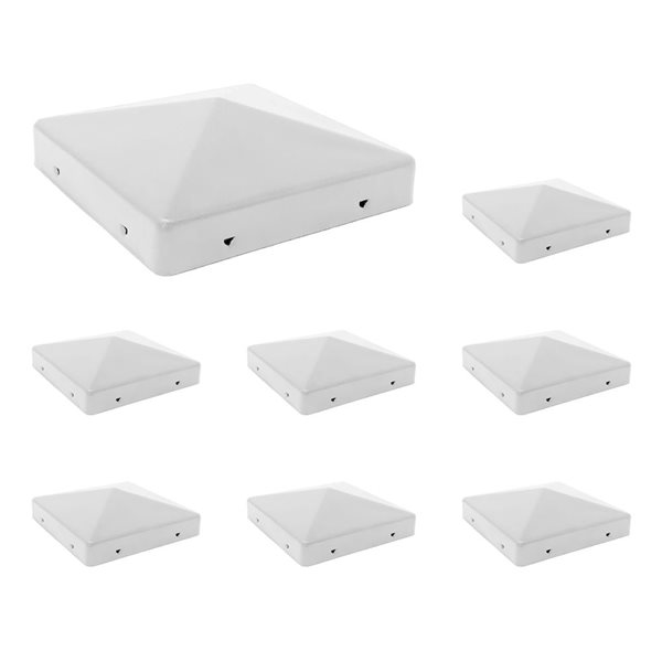 Nuvo Iron 6-in x 6-in USA White Eazy-Cap Steel Pyramid Post Cap - 8/Pkg