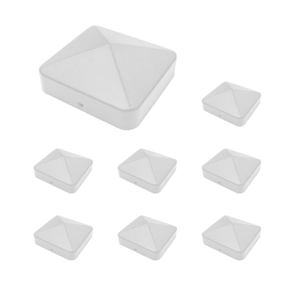 Nuvo Iron 4-in x 4-in USA White Eazy-Cap Steel Pyramid Post Cap - 8/Pkg