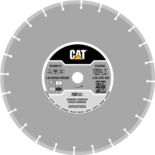 CAT 100 1-Pack 8-in 1-Tooth Segmented Diamond Concrete Saw Blade