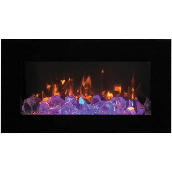 Amantii 5,000 BTU 1500 W 48-in Electric Fireplace w/ 58 x 23-in Black Glass Surround