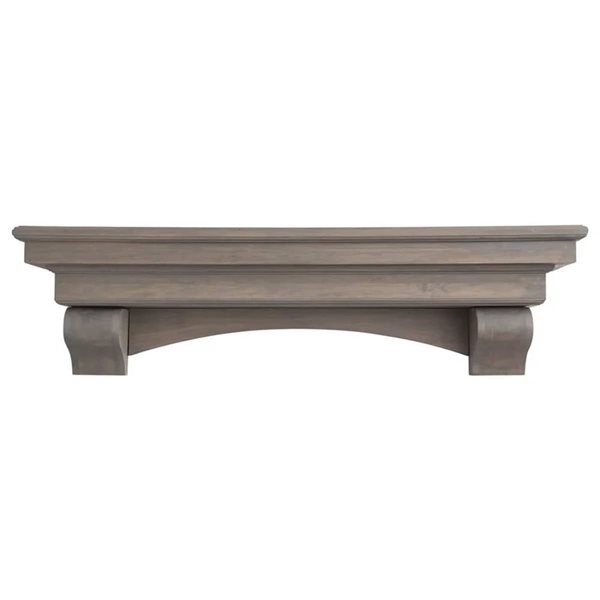 Dogberry Collections 72 W x 8 D x 14.75-in H Grey Ash Wood Traditional Carved Mantel Shelf