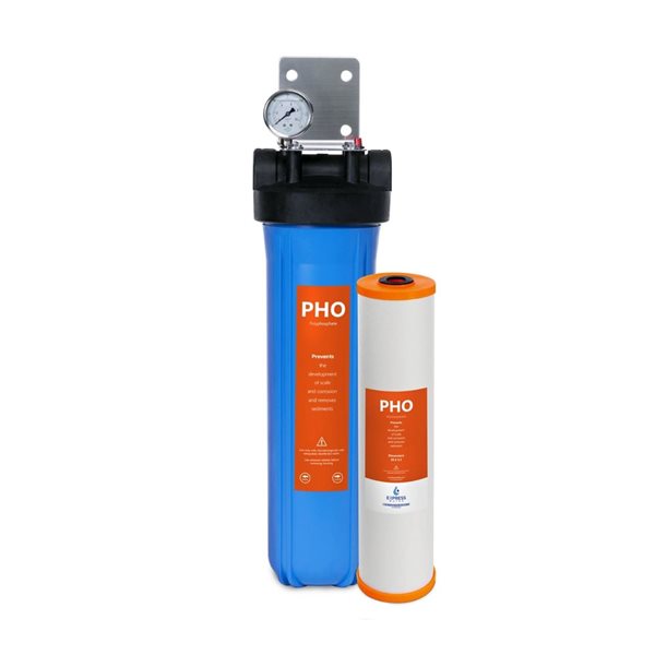 Express Water Whole House Easy Release Water Filter System w/ Anti-scale Polyphosphate Filter with Gauge - Blue