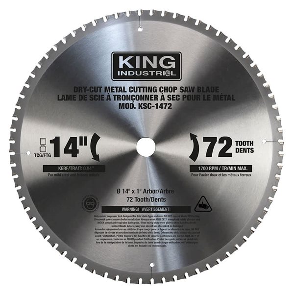 King Industrial 14-in x 72T Dry-Cut Metal Cutting Chop Saw Blade