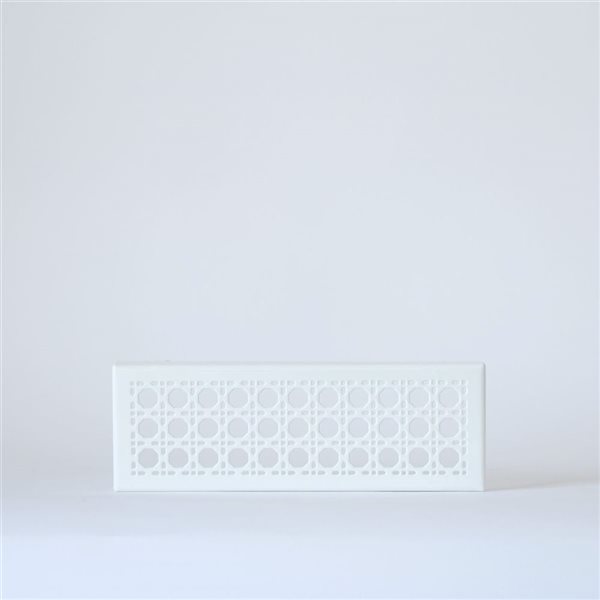 Boreart PREMIUM 4 x 10-in White Rattan Pattern Steel Floor Register