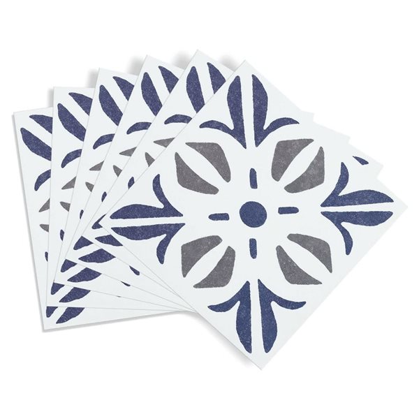 DC Fix Self Adhesive Wall Tiles - Blue Floral - 6/Pk