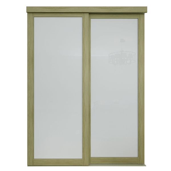 MenCraft 48 x 80-1/2-in Sesame 1-Lite Opaque Frosted Glass Sliding Door